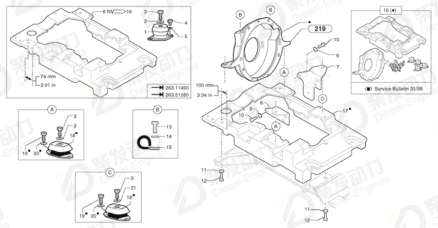 VOLVO Screw 4370024 Drawing