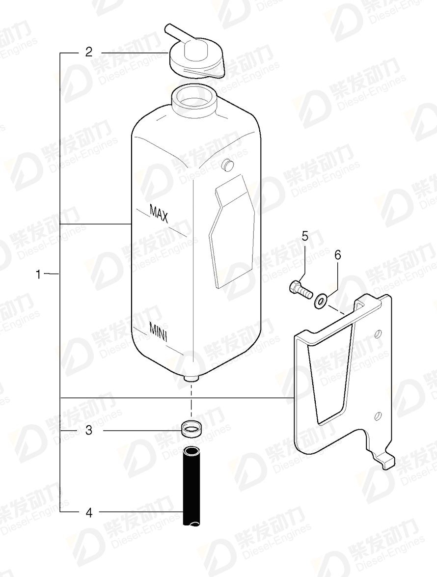 VOLVO Expansion tank kit 5020071 Drawing VOLVO Expansion tank kit 5020071 Drawing