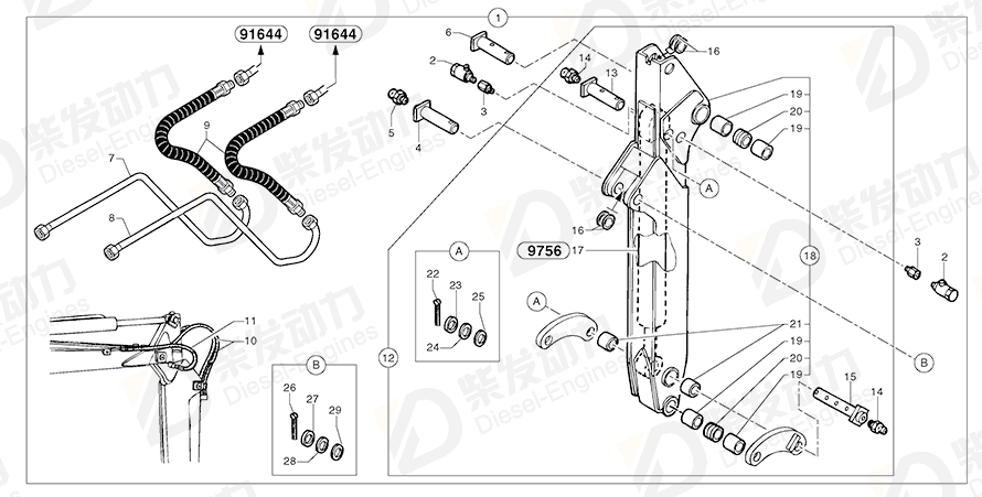 VOLVO High pressure hose 4193091 Drawing