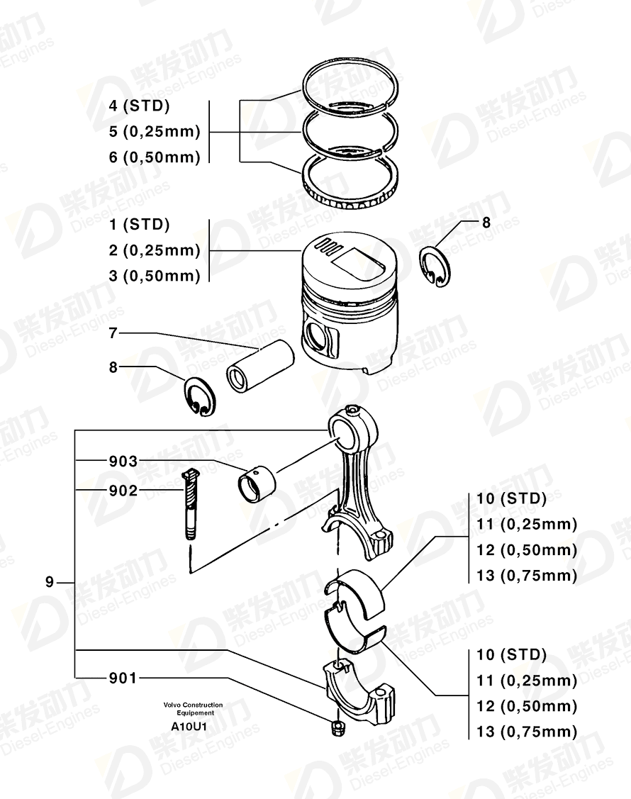 VOLVO Bearing Bushing 7416485 Drawing VOLVO Bearing Bushing 7416485 Drawing