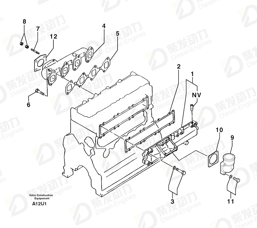 VOLVO Exhaust manifold 7416509 Drawing