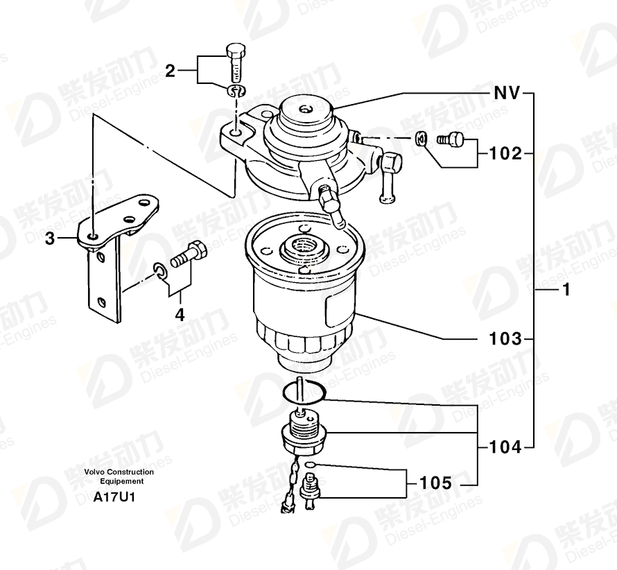 VOLVO Fuel filter 7416593 Drawing