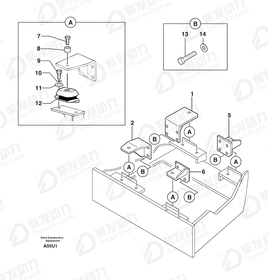 VOLVO Engine Bracket 3811732 Drawing