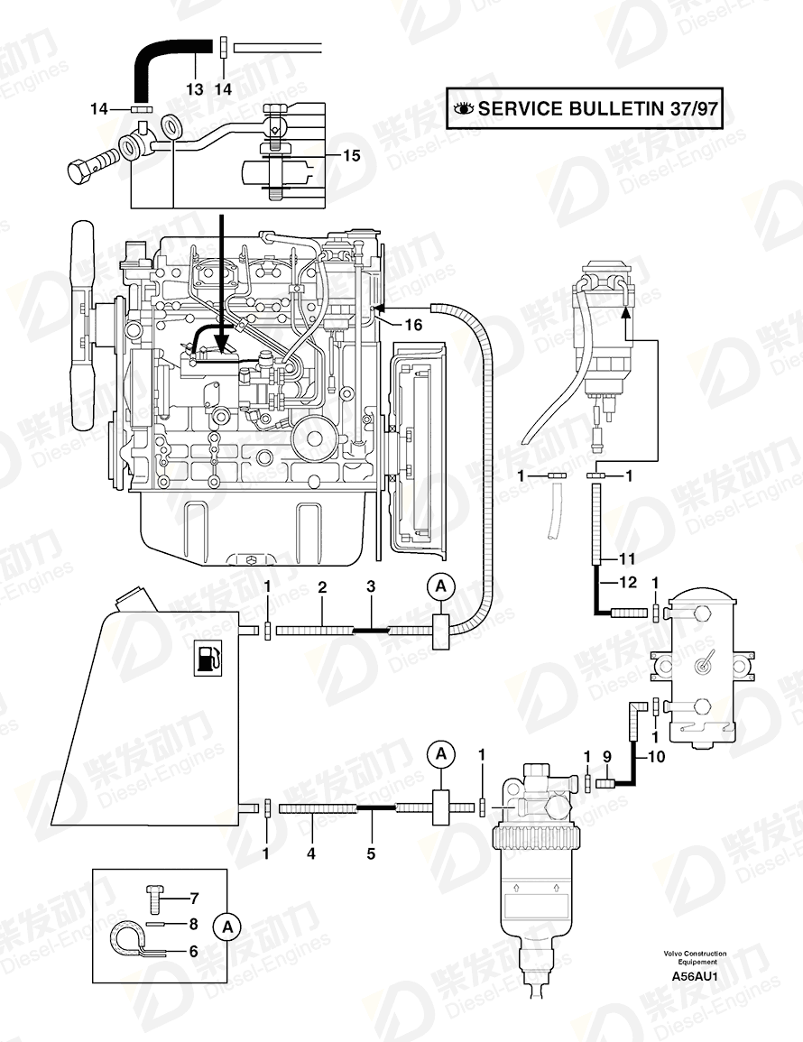 VOLVO Tube Assembly 7416570 Drawing