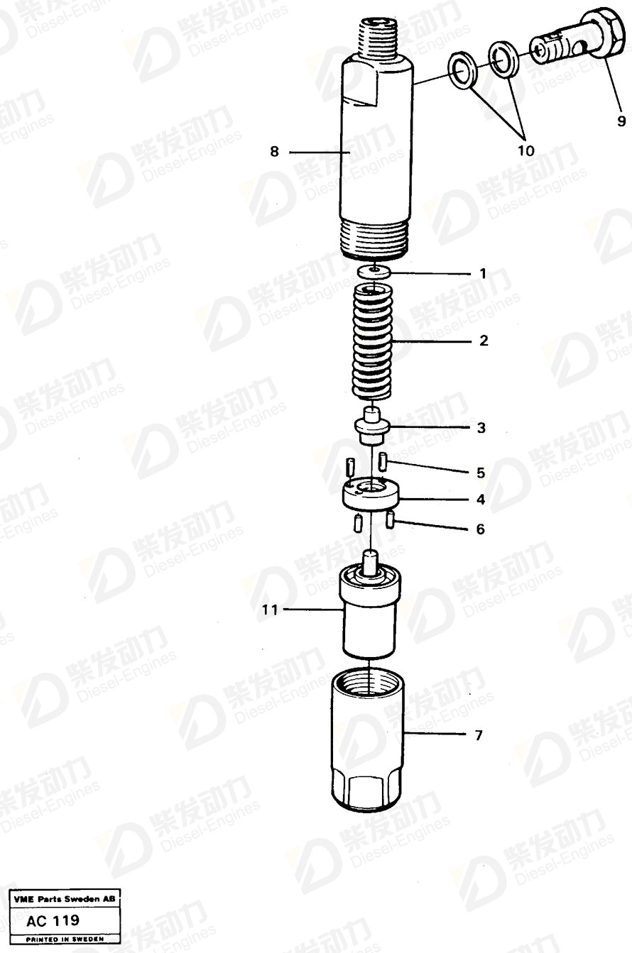 VOLVO Nozzle retainer 478607 Drawing VOLVO Nozzle retainer 478607 Drawing