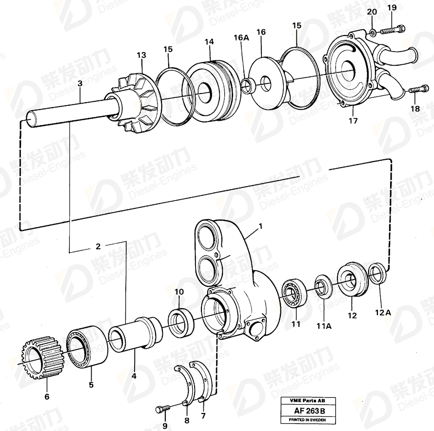 VOLVO Pump housing 11031127 Drawing VOLVO Pump housing 11031127 Drawing