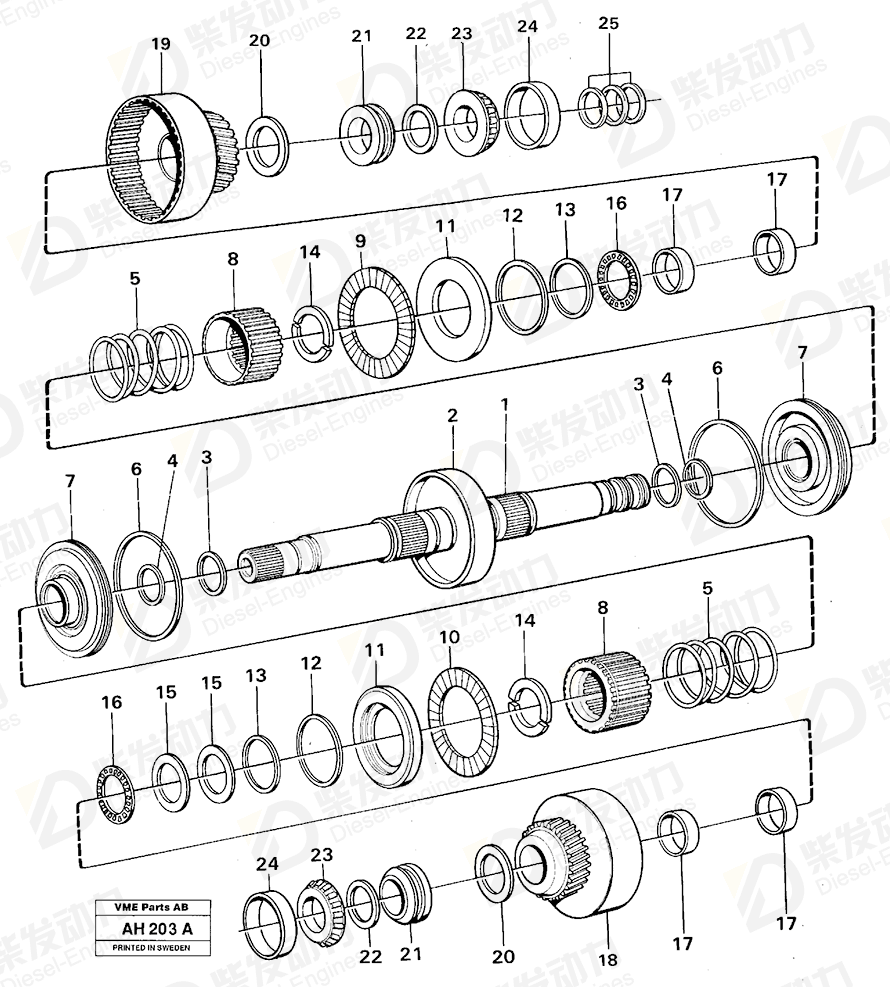 VOLVO Clutch shaft 11037115 Drawing VOLVO Clutch shaft 11037115 Drawing