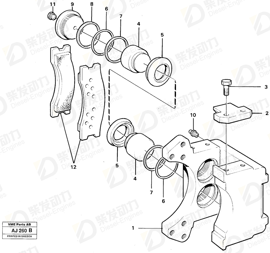 VOLVO Brake lining kit 11709042 Drawing VOLVO Brake lining kit 11709042 Drawing