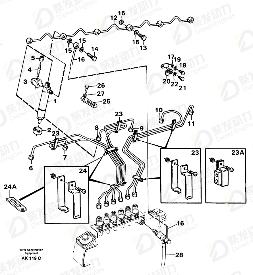 VOLVO Delivery pipe 479801 Drawing VOLVO Delivery pipe 479801 Drawing