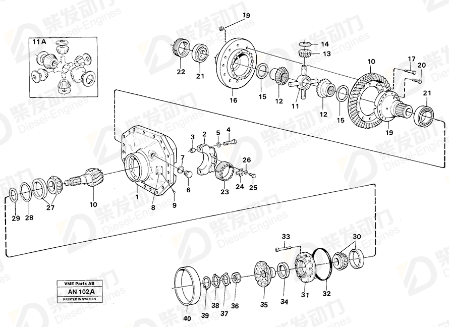 VOLVO Differential Side Gear 1522167 Drawing