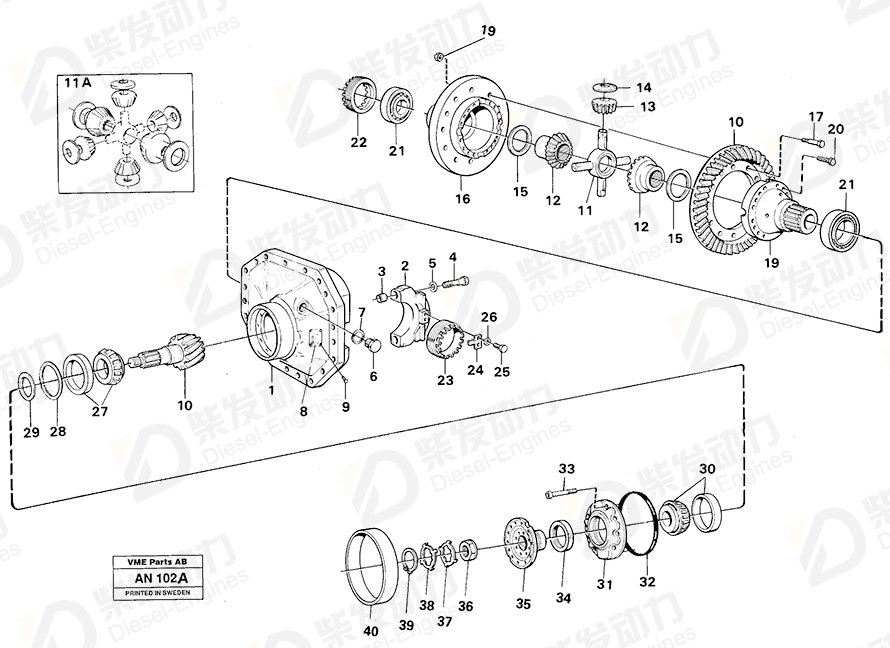 VOLVO Differential Side Gear 1522167 Drawing VOLVO Differential Side Gear 1522167 Drawing