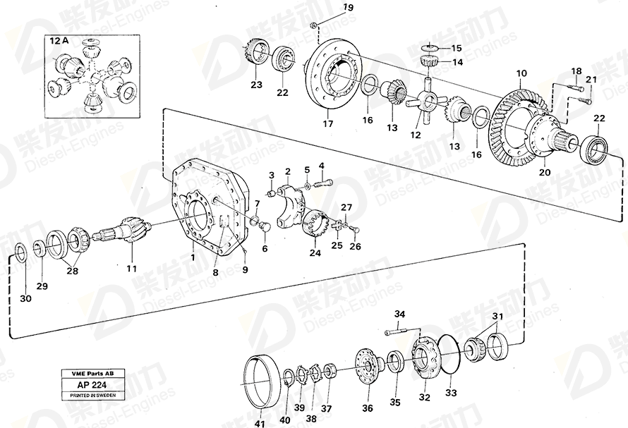 VOLVO Differential side gear 1522166 Drawing VOLVO Differential side gear 1522166 Drawing
