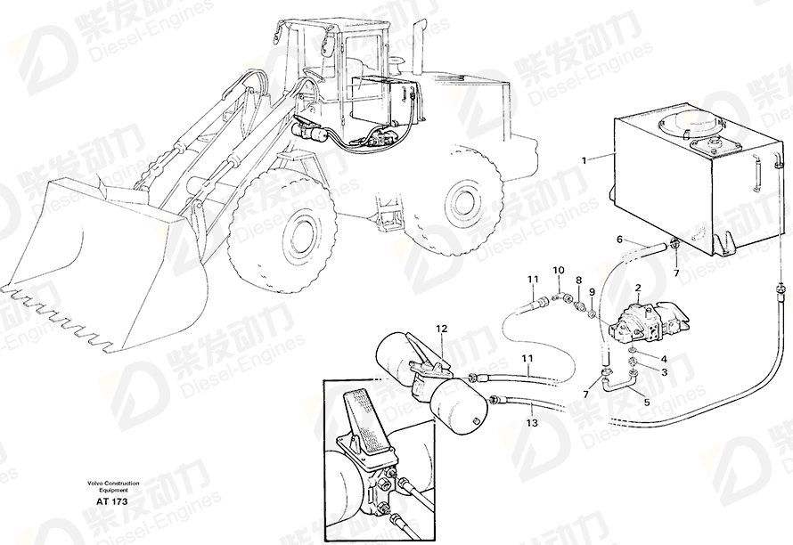 VOLVO Hydraulic hose 13961193 Drawing