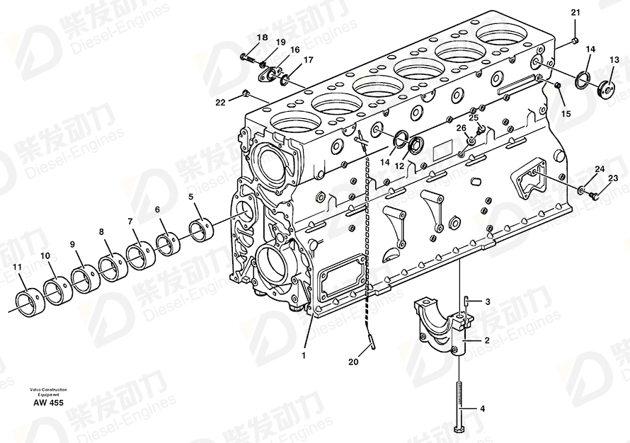 VOLVO Cylinder block 478992 Drawing VOLVO Cylinder block 478992 Drawing
