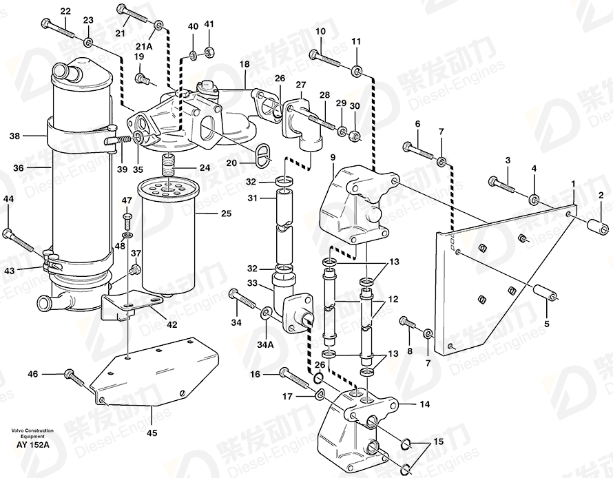 VOLVO Bracket, oil cooler 479622 Drawing VOLVO Bracket, oil cooler 479622 Drawing