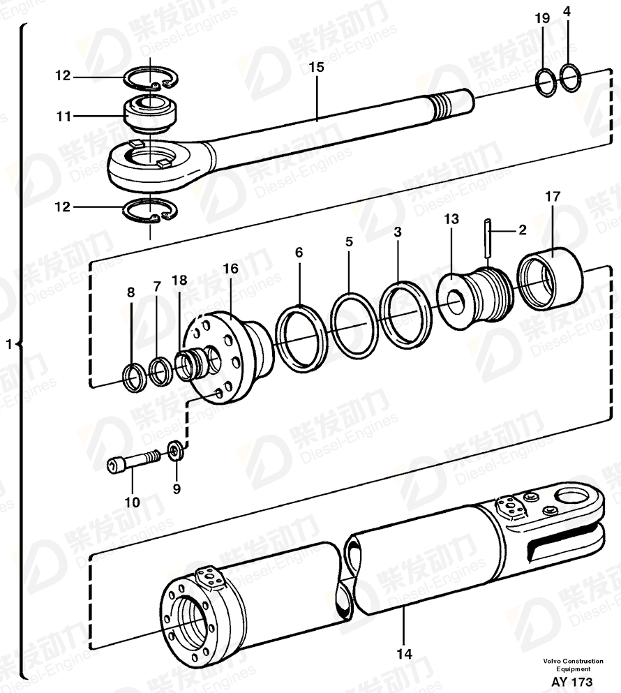 VOLVO Piston seal 11107804 Drawing