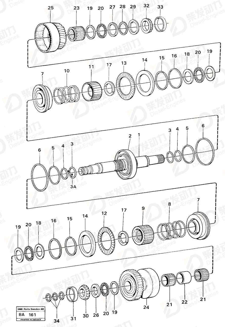 VOLVO Clutch shaft 11036108 Drawing VOLVO Clutch shaft 11036108 Drawing