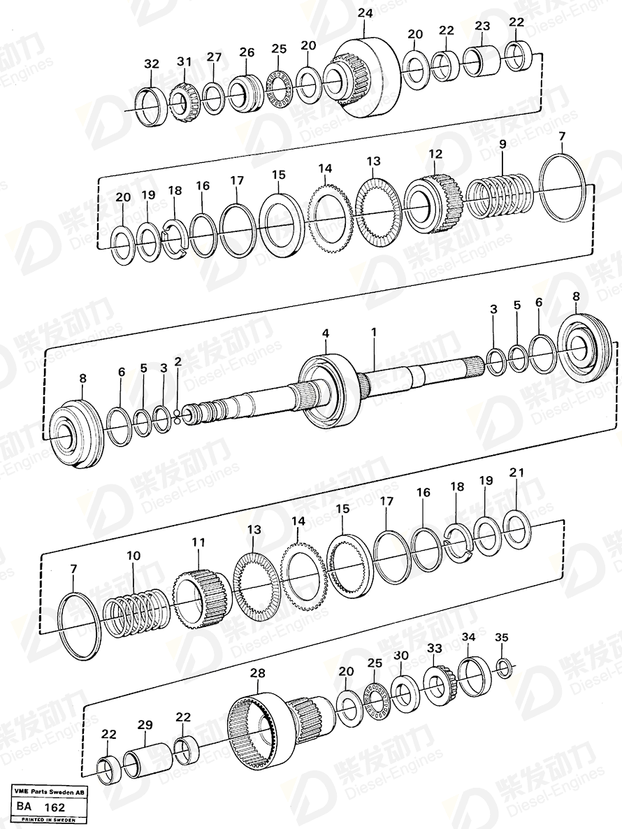 VOLVO Clutch shaft 11037066 Drawing VOLVO Clutch shaft 11037066 Drawing