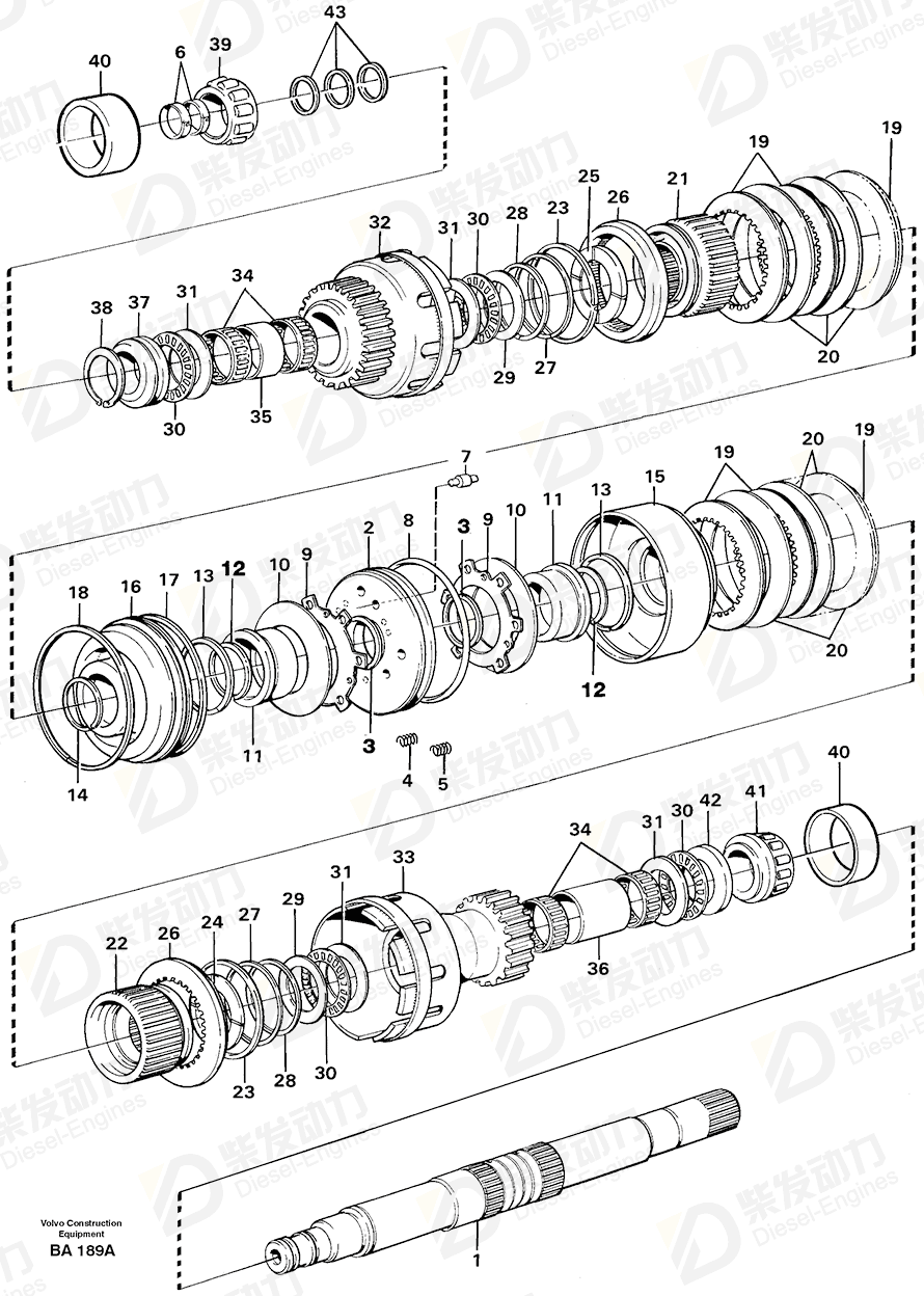 VOLVO Clutch shaft 4873069 Drawing