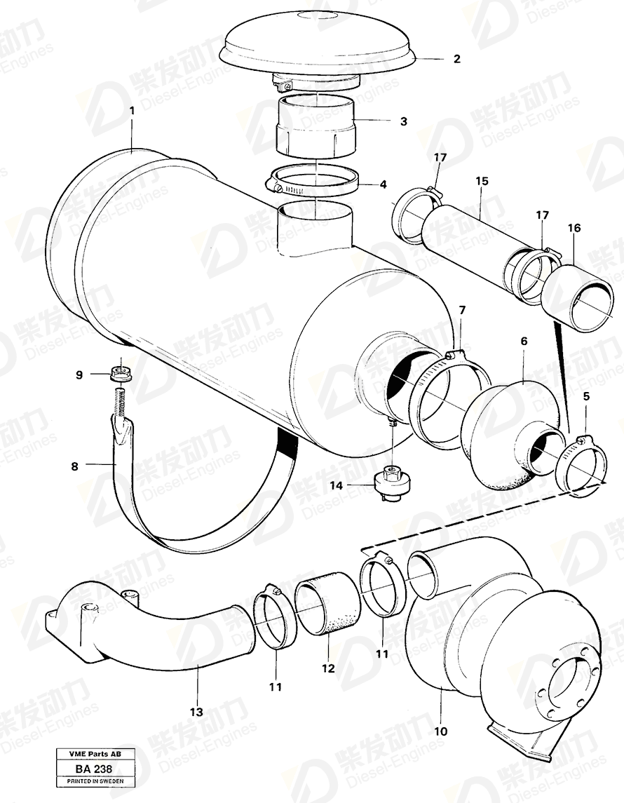 VOLVO Extension pipe 4942543 Drawing VOLVO Extension pipe 4942543 Drawing