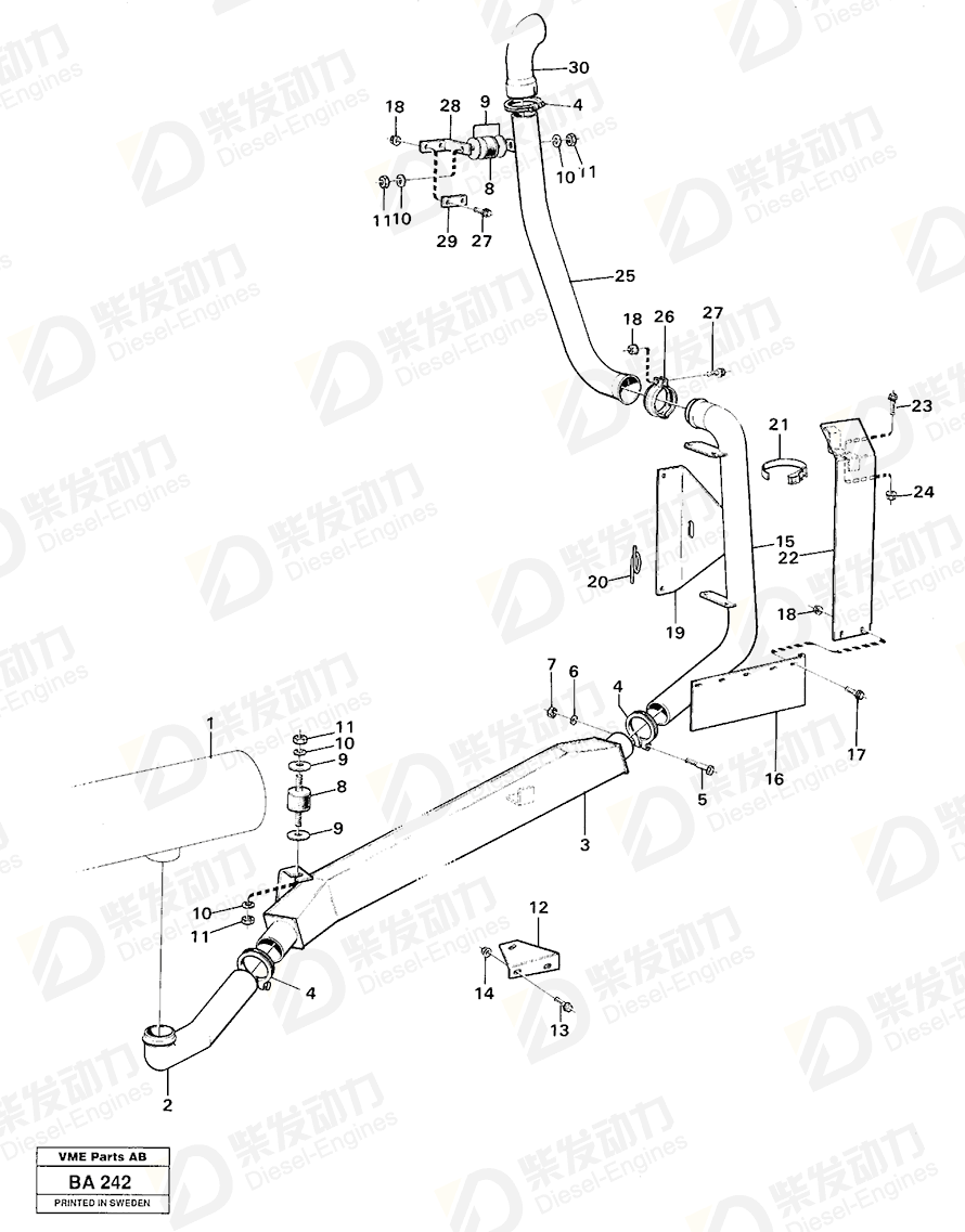 VOLVO Exhaust pipe 11053715 Drawing VOLVO Exhaust pipe 11053715 Drawing