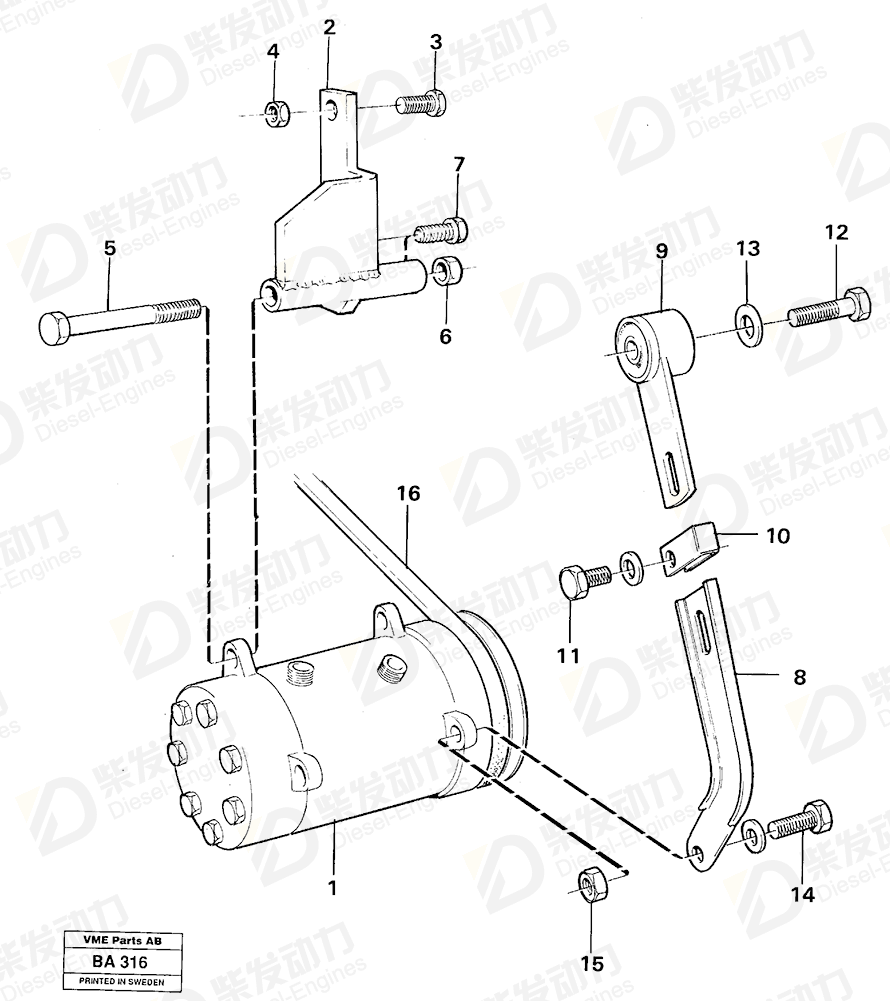 VOLVO V-belt 966388 Drawing