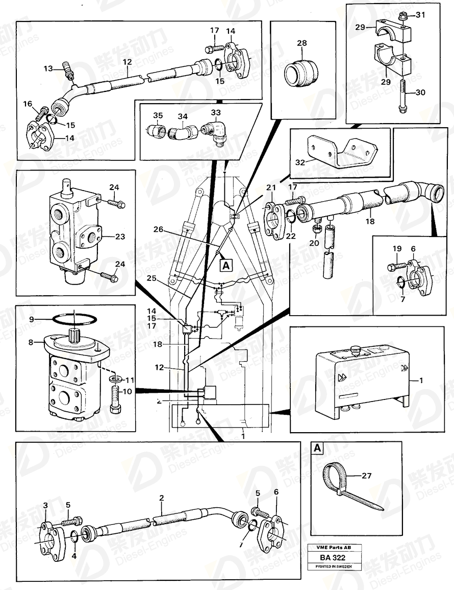 VOLVO Hose assembly 13932922 Drawing VOLVO Hose assembly 13932922 Drawing