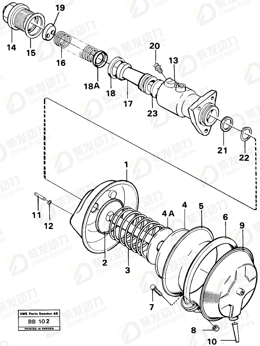 VOLVO Master cylinder 4881429 Drawing VOLVO Master cylinder 4881429 Drawing