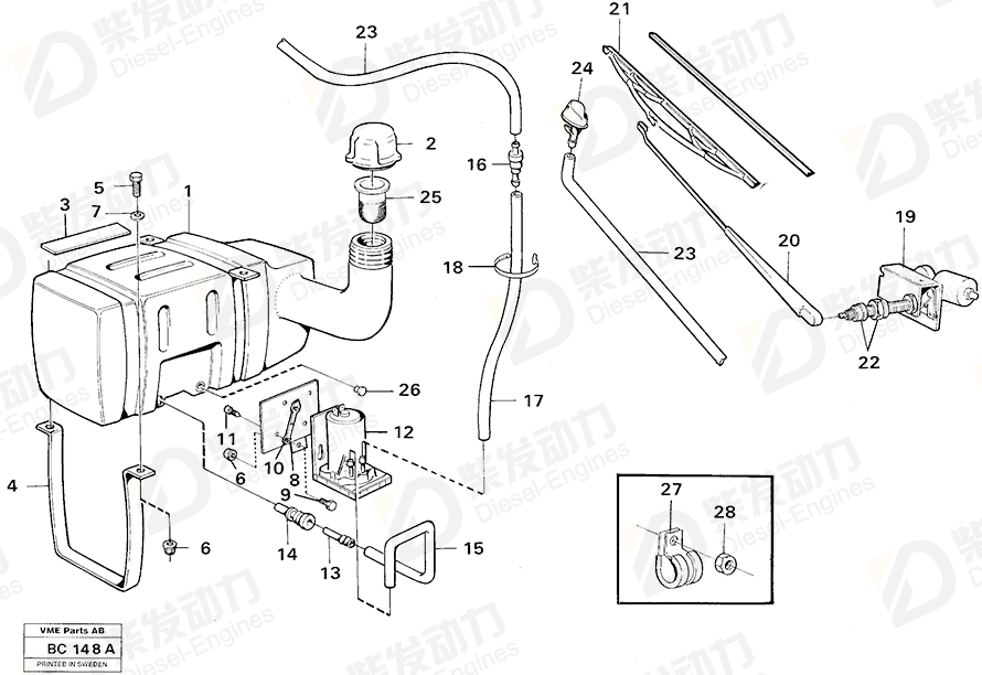 VOLVO Wiper motor 11062473 Drawing VOLVO Wiper motor 11062473 Drawing
