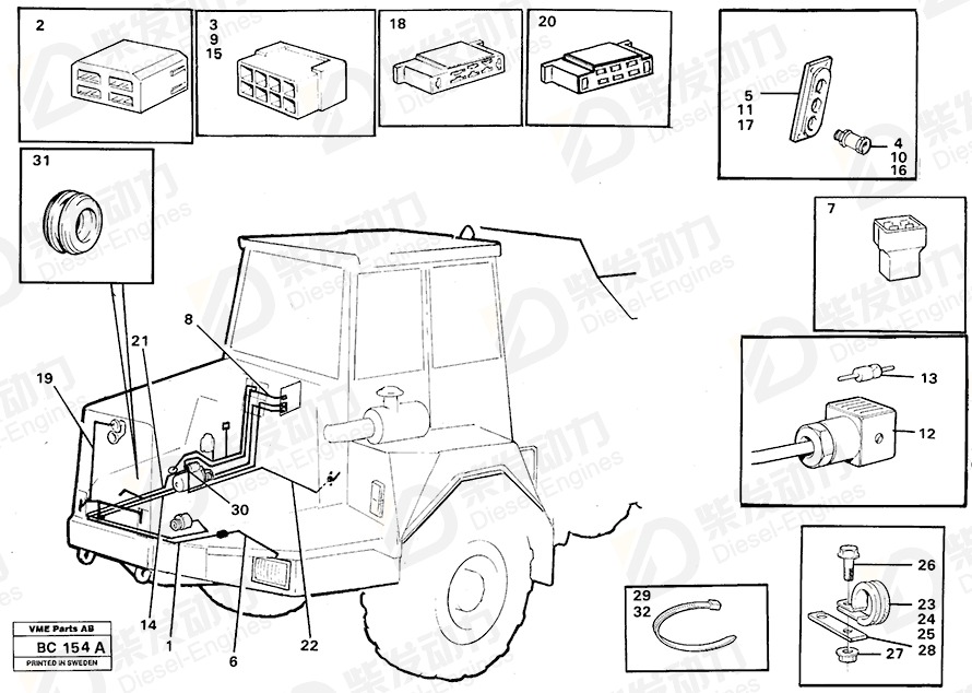 VOLVO Cable harness 11061419 Drawing