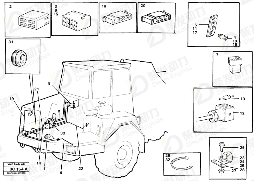 VOLVO Cable harness 11061976 Drawing VOLVO Cable harness 11061976 Drawing