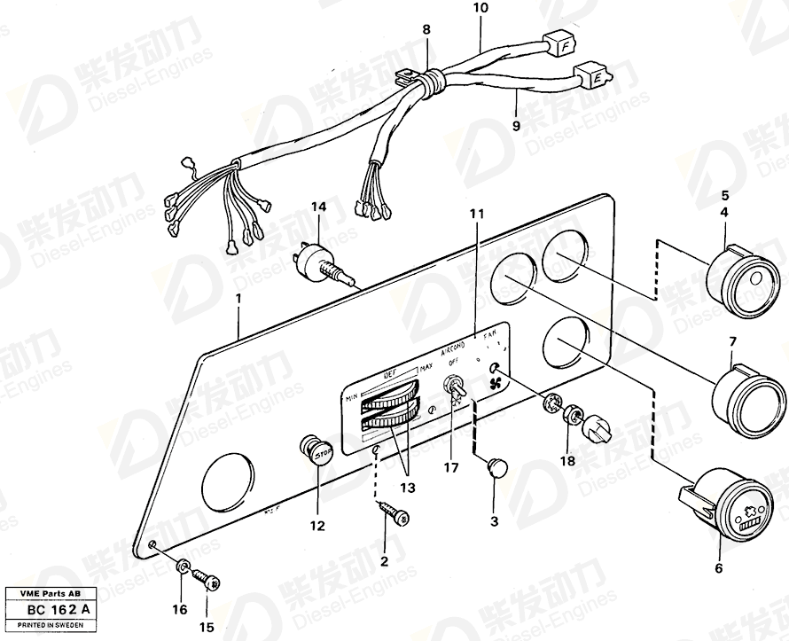 VOLVO Instrument panel 11058279 Drawing VOLVO Instrument panel 11058279 Drawing