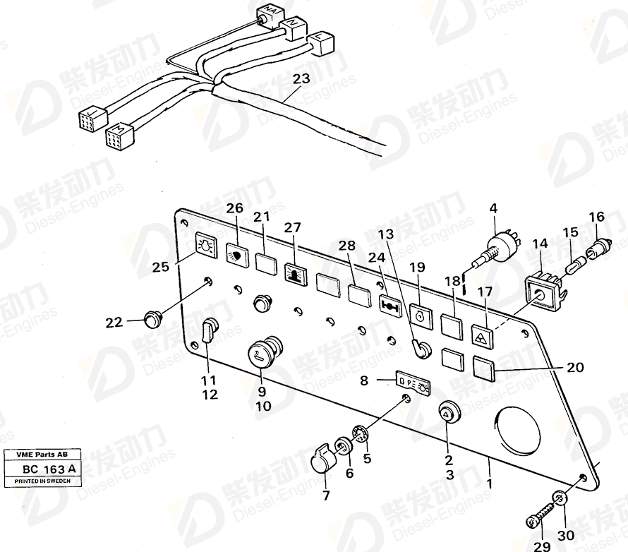VOLVO Instrument plate 11058093 Drawing VOLVO Instrument plate 11058093 Drawing