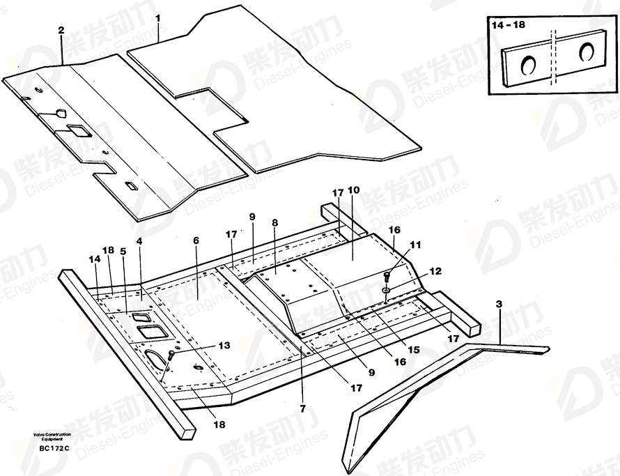 VOLVO Floor plate 11055273 Drawing VOLVO Floor plate 11055273 Drawing
