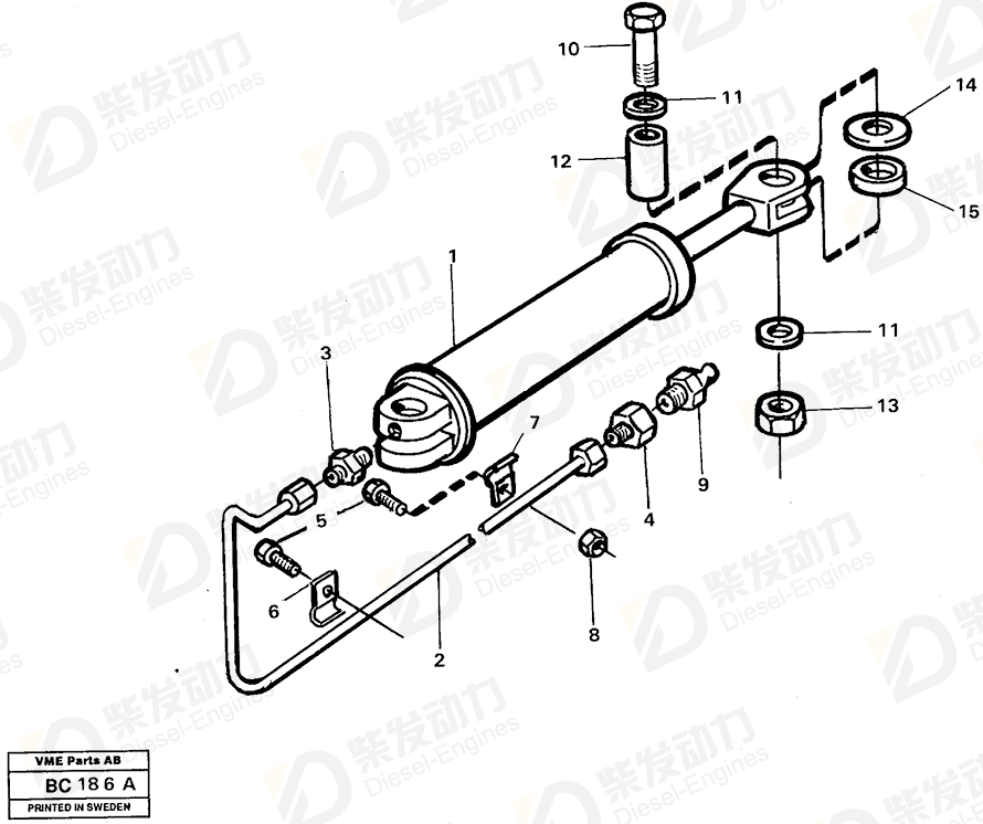 VOLVO Lubricating pipe 11054737 Drawing VOLVO Lubricating pipe 11054737 Drawing