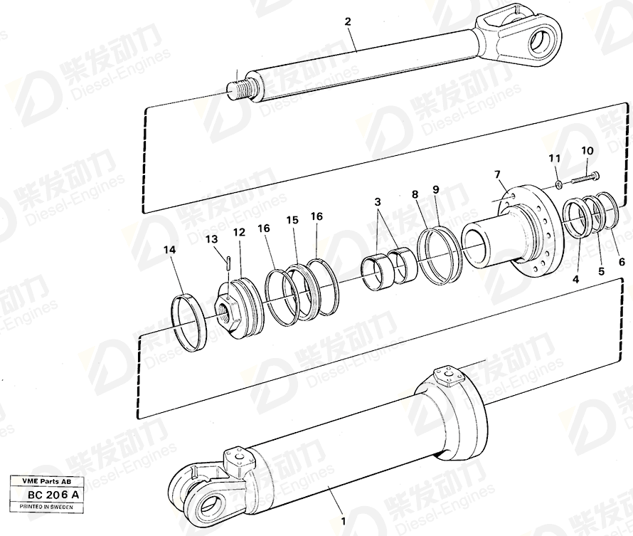 VOLVO Piston rod 11088729 Drawing VOLVO Piston rod 11088729 Drawing