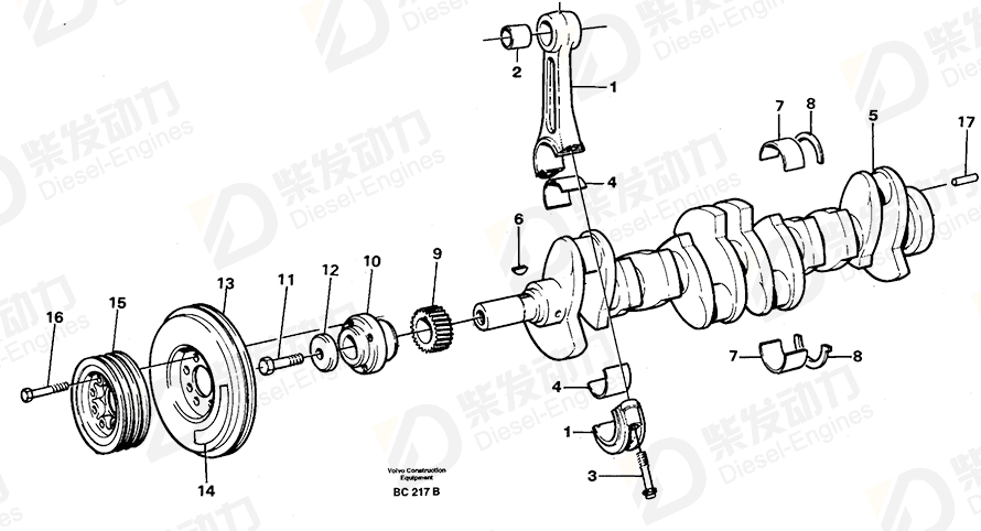 VOLVO Crankshaft 24424609 Drawing