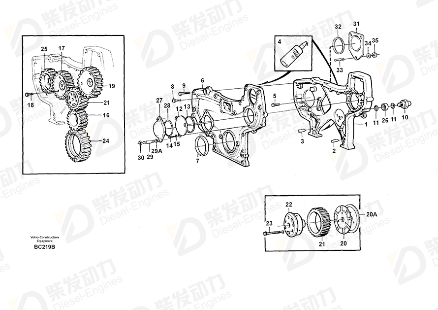 VOLVO Timing gear cover 471506 Drawing VOLVO Timing gear cover 471506 Drawing