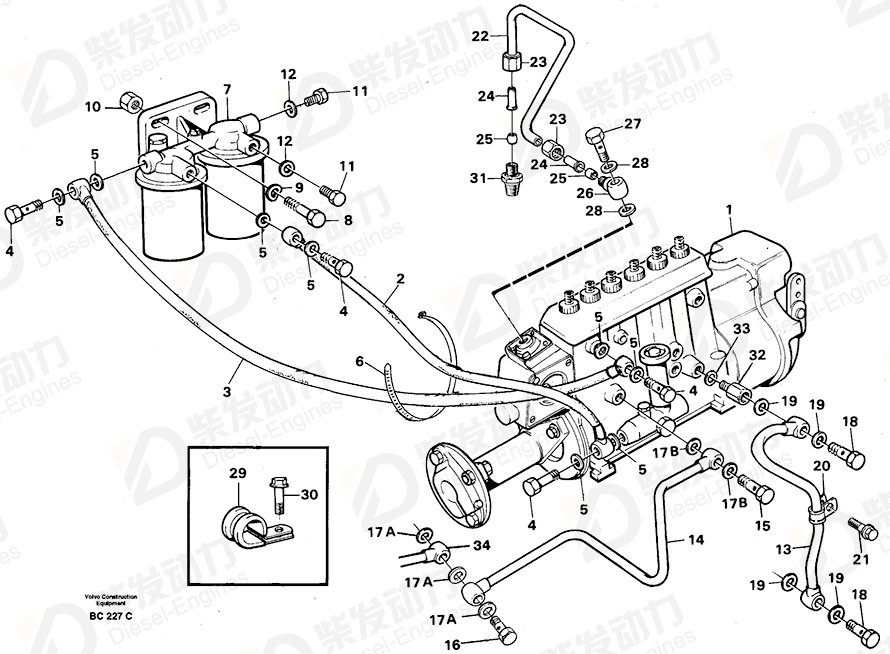 VOLVO Oil return pipe 477989 Drawing