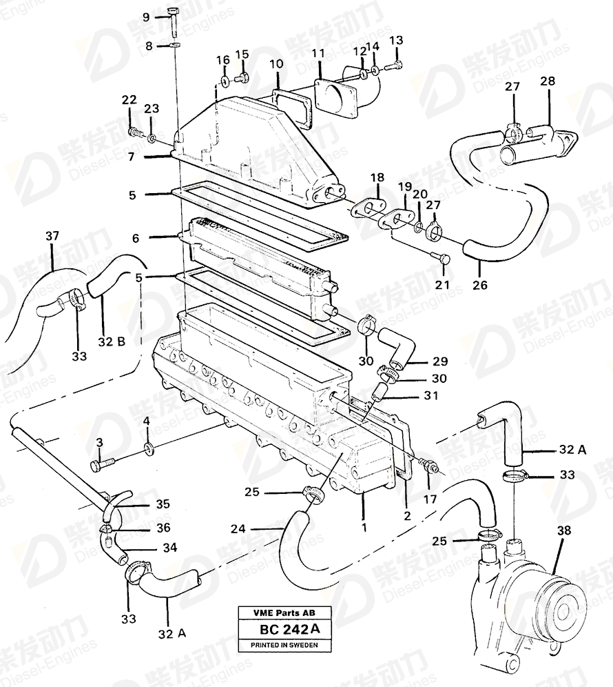 VOLVO Connecting pipe 11030949 Drawing