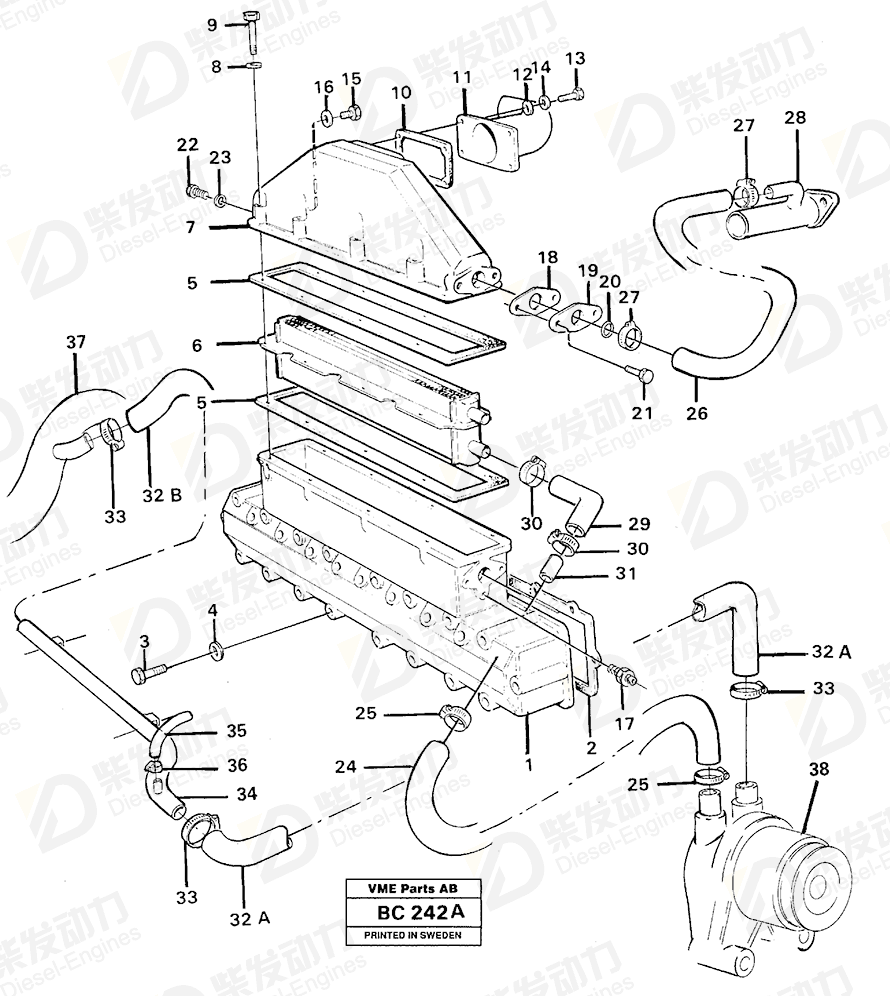 VOLVO Connecting pipe 11030949 Drawing VOLVO Connecting pipe 11030949 Drawing
