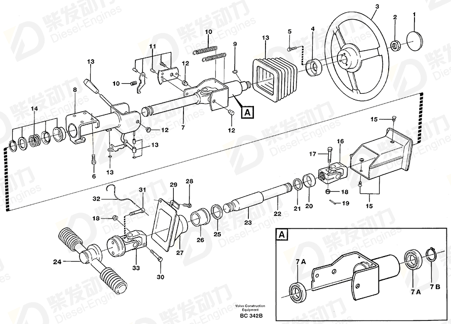 VOLVO Steering shaft 11701340 Drawing VOLVO Steering shaft 11701340 Drawing