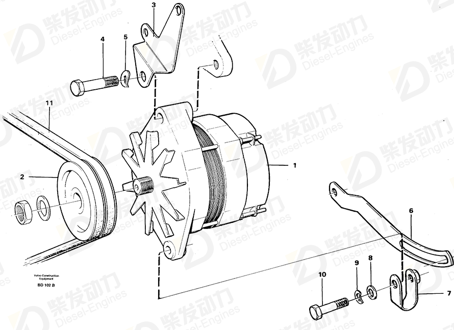 VOLVO V-belt 966986 Drawing