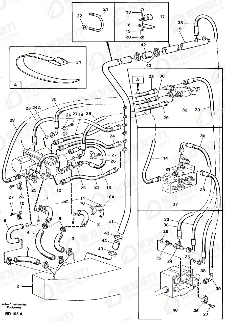 VOLVO Hose assembly 13932572 Drawing