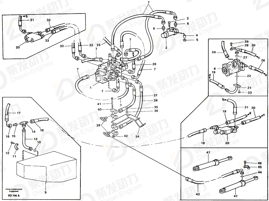 VOLVO Hose assembly 13932578 Drawing VOLVO Hose assembly 13932578 Drawing