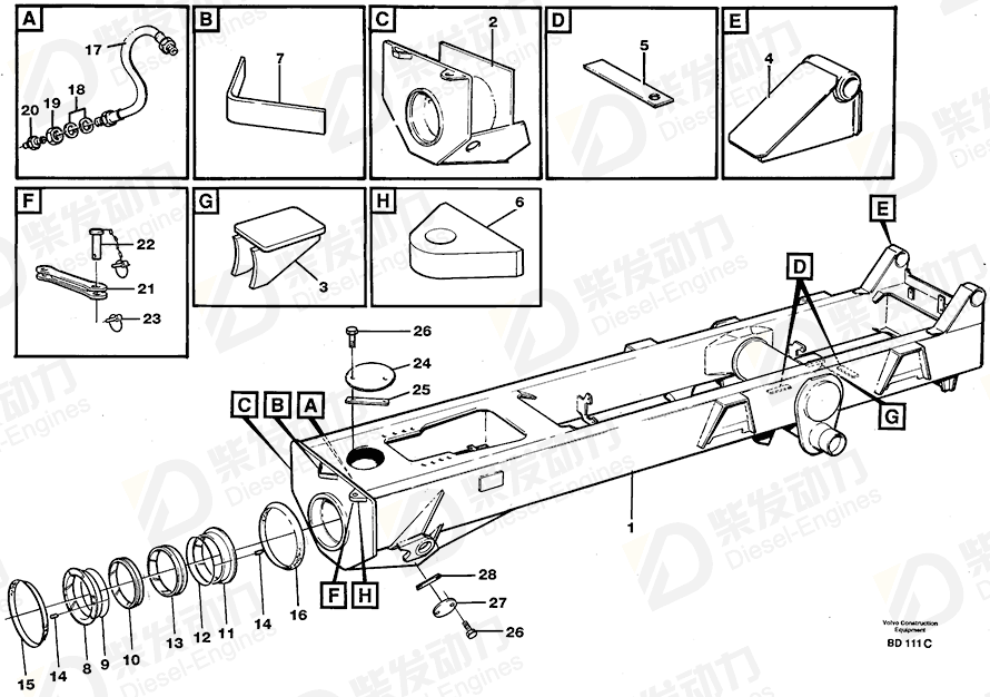 VOLVO Rear frame 11056704 Drawing VOLVO Rear frame 11056704 Drawing