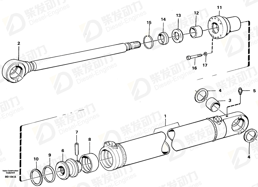 VOLVO Cylinder tube 11005328 Drawing VOLVO Cylinder tube 11005328 Drawing