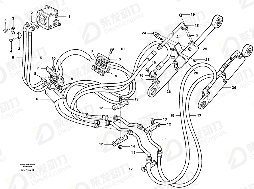 VOLVO Hose assembly 13932698 Drawing VOLVO Hose assembly 13932698 Drawing