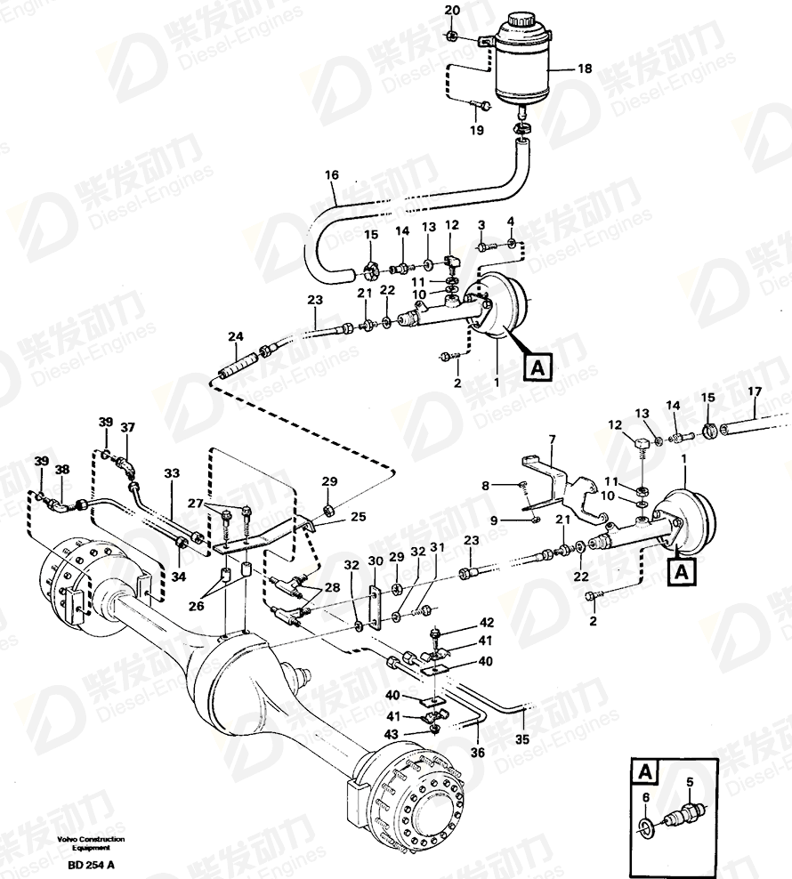 VOLVO Brake pipe 11053423 Drawing VOLVO Brake pipe 11053423 Drawing