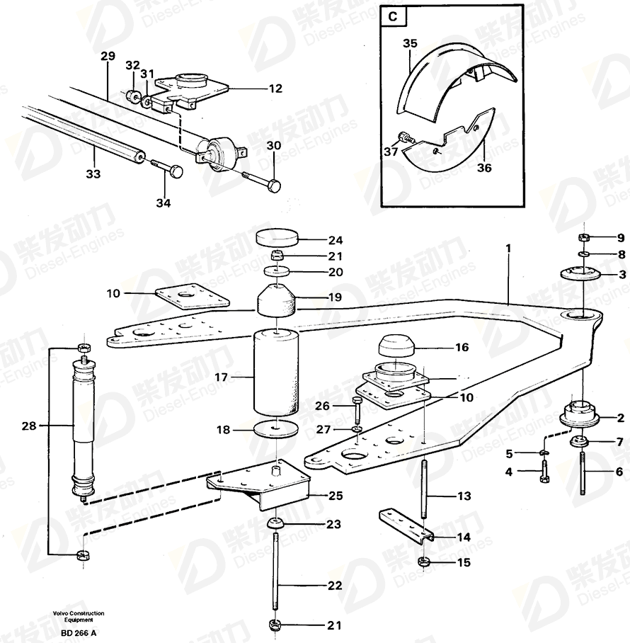 VOLVO Front axle stay 11060712 Drawing